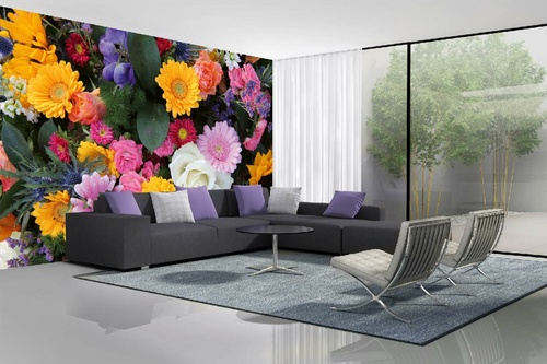 Vlies Fototapete - Gemischter Blumentrauß 375 x 250 cm